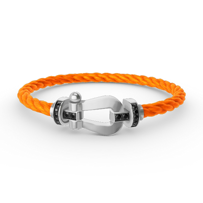 [Regalia Jewelry]FORCE LARGE HORSESHOE BLACK DIAMOND BRACELET SILVER
