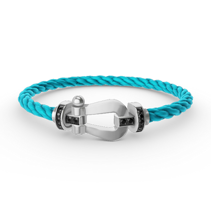 [Regalia Jewelry]FORCE LARGE HORSESHOE BLACK DIAMOND BRACELET SILVER