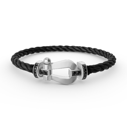 [Regalia Jewelry]FORCE LARGE HORSESHOE BLACK DIAMOND BRACELET SILVER