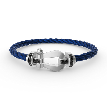[Regalia Jewelry]FORCE LARGE HORSESHOE BLACK DIAMOND BRACELET SILVER