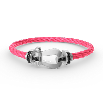 [Regalia Jewelry]FORCE LARGE HORSESHOE BLACK DIAMOND BRACELET SILVER