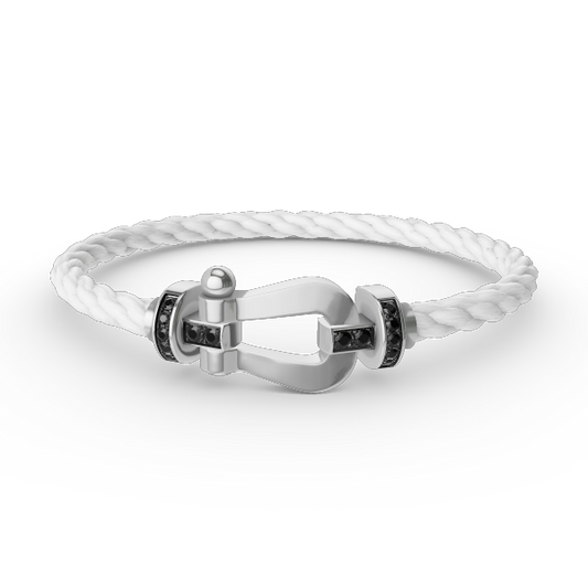 [Regalia Jewelry]FORCE LARGE HORSESHOE BLACK DIAMOND BRACELET SILVER