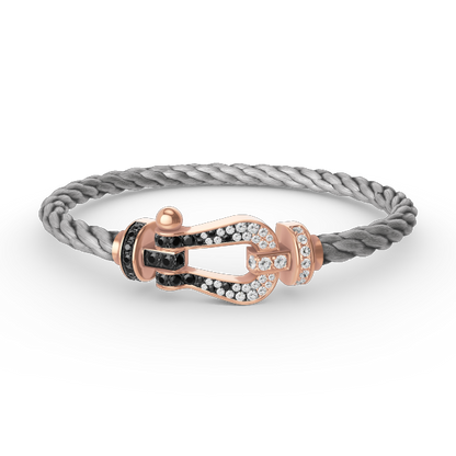 [Regalia Jewelry]FORCE LARGE HORSESHOE BLACK WHITE DIAMOND BRACELET ROSE GOLD