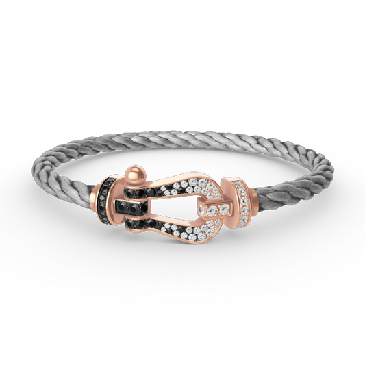 [Regalia Jewelry]FORCE LARGE HORSESHOE BLACK WHITE DIAMOND BRACELET ROSE GOLD