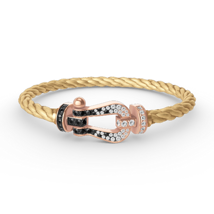 [Regalia Jewelry]FORCE LARGE HORSESHOE BLACK WHITE DIAMOND BRACELET ROSE GOLD