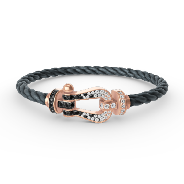 [Regalia Jewelry]FORCE LARGE HORSESHOE BLACK WHITE DIAMOND BRACELET ROSE GOLD