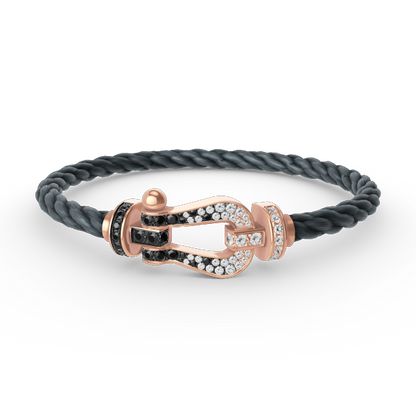 [Regalia Jewelry]FORCE LARGE HORSESHOE BLACK WHITE DIAMOND BRACELET ROSE GOLD