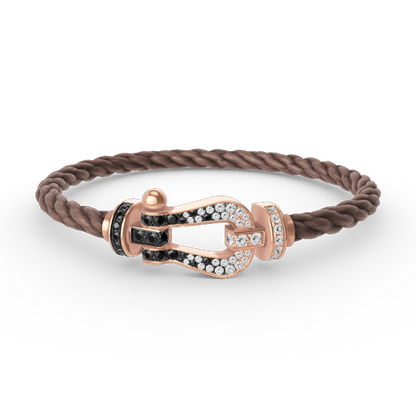 [Regalia Jewelry]FORCE LARGE HORSESHOE BLACK WHITE DIAMOND BRACELET ROSE GOLD