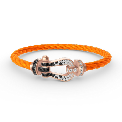 [Regalia Jewelry]FORCE LARGE HORSESHOE BLACK WHITE DIAMOND BRACELET ROSE GOLD
