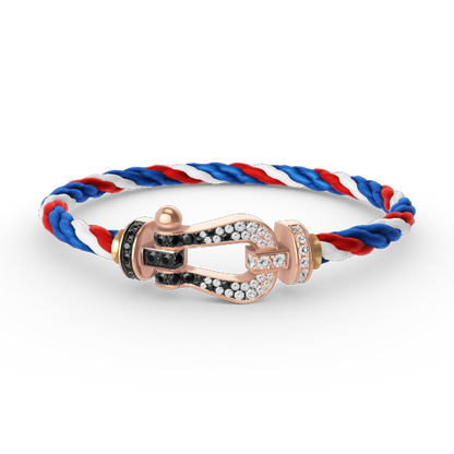 [Regalia Jewelry]FORCE LARGE HORSESHOE BLACK WHITE DIAMOND BRACELET ROSE GOLD