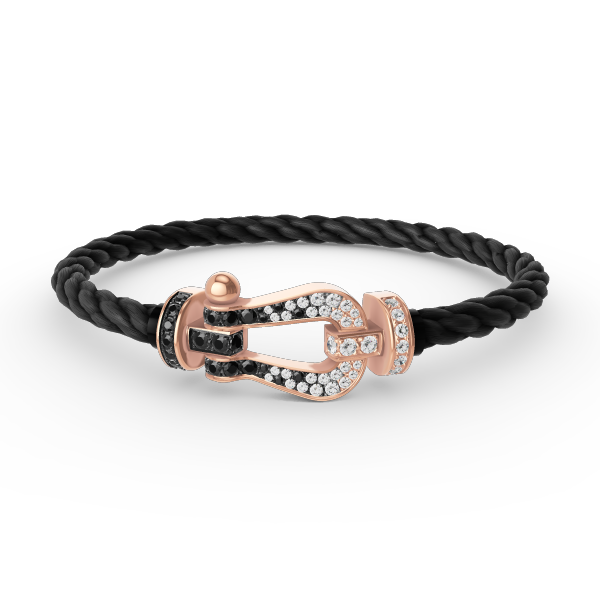 [Regalia Jewelry]FORCE LARGE HORSESHOE BLACK WHITE DIAMOND BRACELET ROSE GOLD