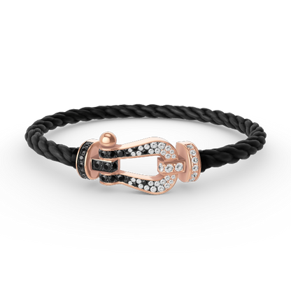 [Regalia Jewelry]FORCE LARGE HORSESHOE BLACK WHITE DIAMOND BRACELET ROSE GOLD
