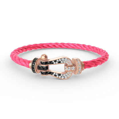 [Regalia Jewelry]FORCE LARGE HORSESHOE BLACK WHITE DIAMOND BRACELET ROSE GOLD