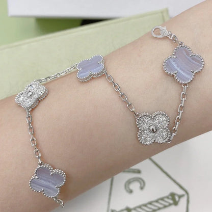 [Regalia Jewelry] CLOVER 5 MOTIF PURPLE CHALCEDONY BRACELET COLLECTION