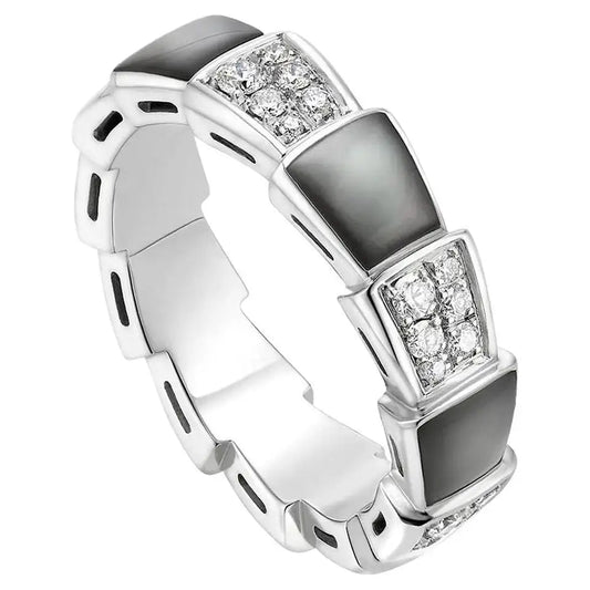 [Regalia Jewelry]SERPENTI RING SILVER DIAMOND BLACK MOP 4MM