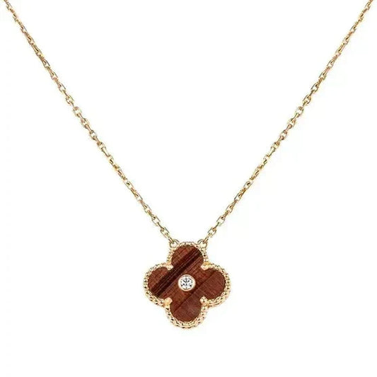 [Regalia Jewelry]CLOVER 15MM DIAMOND AND YELLOW TIGER'S EYE AGATE necklace