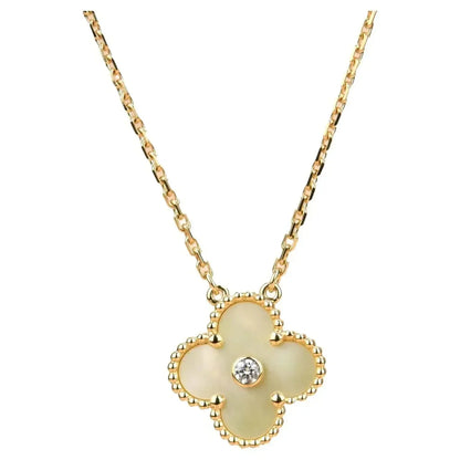 [Regalia Jewelry]CLOVER 15MM DIAMOND GOLD MOTHER OF PEARL NECKLACE