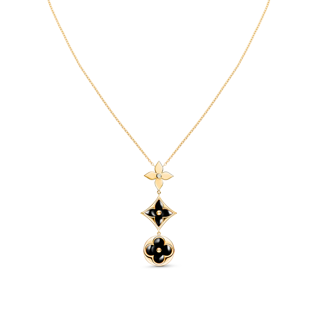 [Lumi Jewelry]STAR AND SUN ONYX PINK GOLD NECKLACE