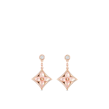 [Lumi Jewelry]DOUBLE STAR PINK GOLD MOP DROP EARRINGS