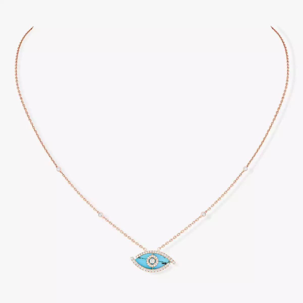 [Regalia  Jewels]Lucky Eye Diamond Necklace in Rose Gold and Turquoise