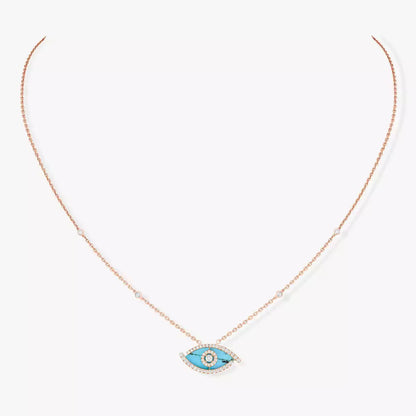 [Regalia  Jewels]Lucky Eye Diamond Necklace in Rose Gold and Turquoise