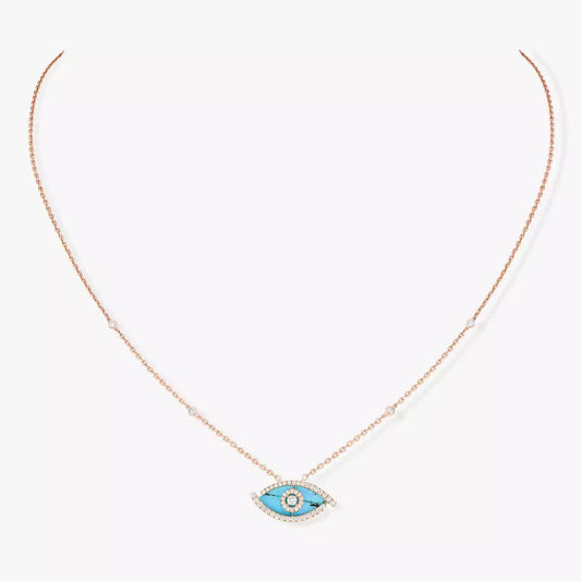 [Regalia  Jewels]Lucky Eye Diamond Necklace in Rose Gold and Turquoise