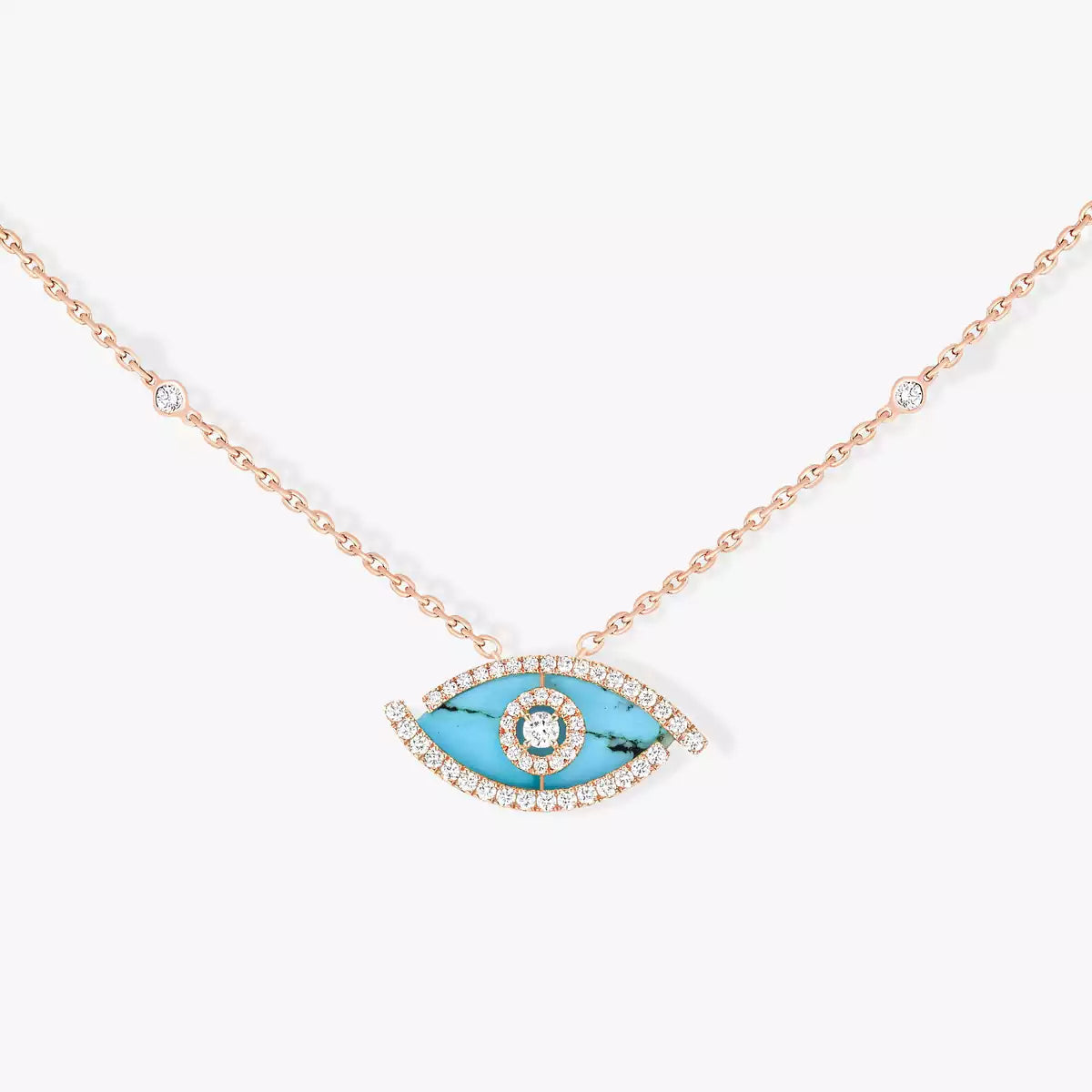 [Regalia  Jewels]Lucky Eye Diamond Necklace in Rose Gold and Turquoise