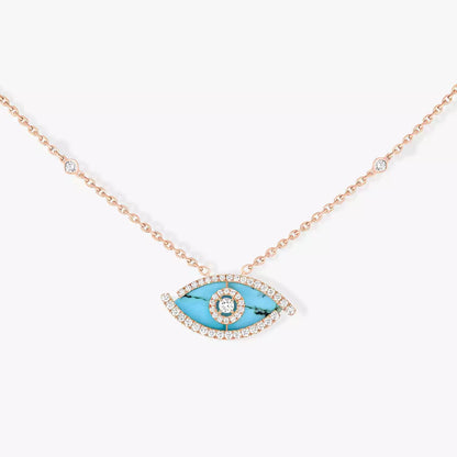 [Regalia  Jewels]Lucky Eye Diamond Necklace in Rose Gold and Turquoise