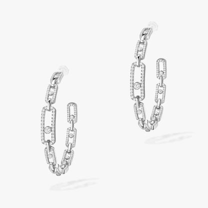 [Regalia  Jewels]Move Link Diamond Hoop Earrings