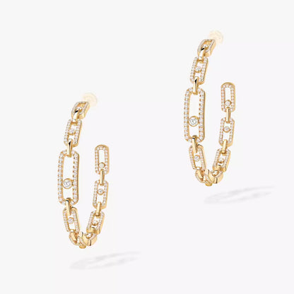 [Regalia  Jewels]Move Link Diamond Hoop Earrings