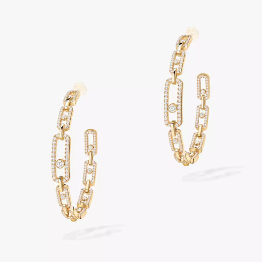 [Regalia  Jewels]Move Link Diamond Hoop Earrings