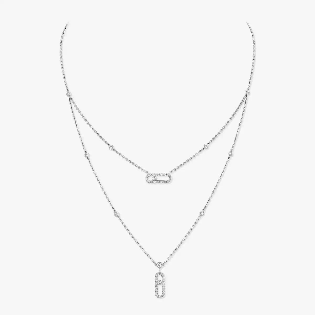 [Regalia  Jewels]2 Rows Rose Gold Diamond Pave_ Necklace Move Uno