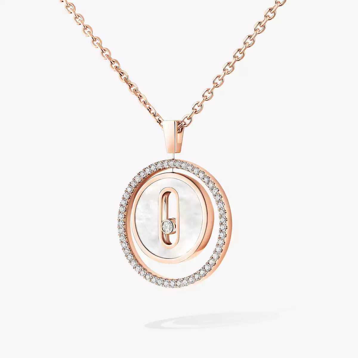 [Regalia  Jewels]Lucky Move Diamond Necklace in Rose Gold and White Mother-of-Pearl