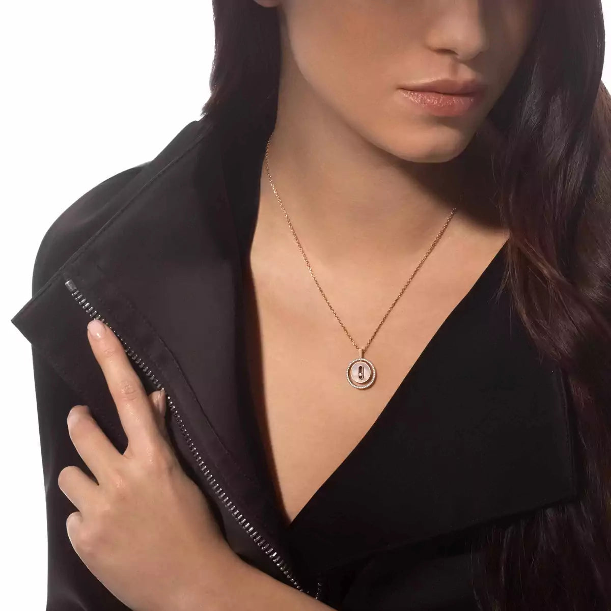 [Regalia  Jewels]Lucky Move Diamond Necklace in Rose Gold and White Mother-of-Pearl