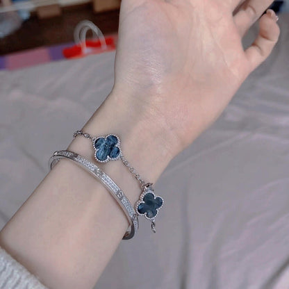 [Regalia Jewelry]CLOVER 5 MOTIF PIETERSITE SILVER BRACELET