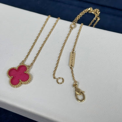 [Regalia Jewelry] CLOVER 1 MOTIFS PINK ENAMEL NECKLACE