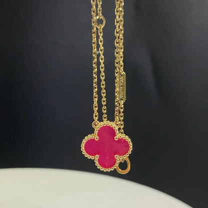 [Regalia Jewelry] CLOVER 1 MOTIFS PINK ENAMEL NECKLACE