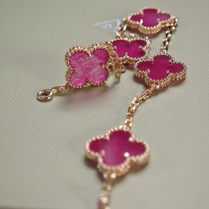 [Regalia Jewelry]CLOVER 5 MOTIFS PINK ENAMEL BRACELET