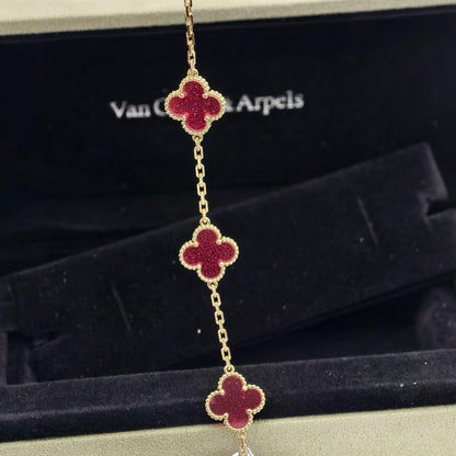 [Regalia Jewelry]CLOVER 5 MOTIFS PINK ENAMEL BRACELET