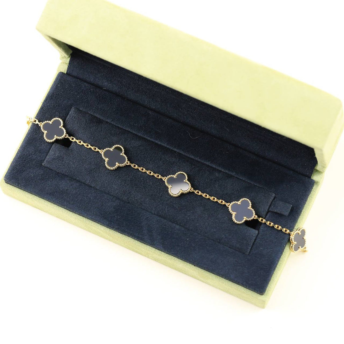 [Regalia Jewelry]CLOVER  5 MOTIFS BLACK ONYX BRACELET