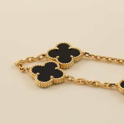 [Regalia Jewelry]CLOVER  5 MOTIFS BLACK ONYX BRACELET