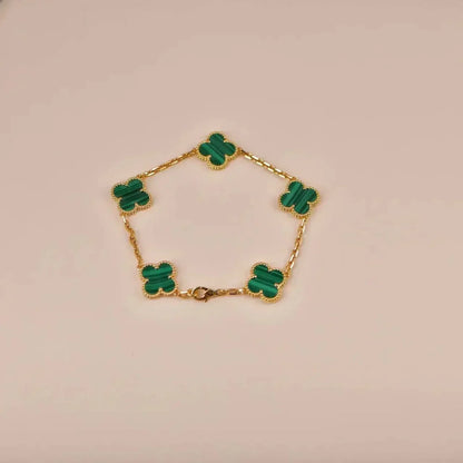 [Regalia Jewelry]CLOVER 5 MOTIFS MALACHITE BRACELET