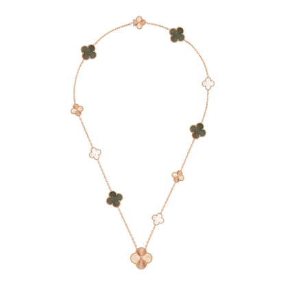 [Regalia Jewelry]DETACHABLE CLOVER 15(11+4) FLOWER ROSE GOLD NECKLACE SET