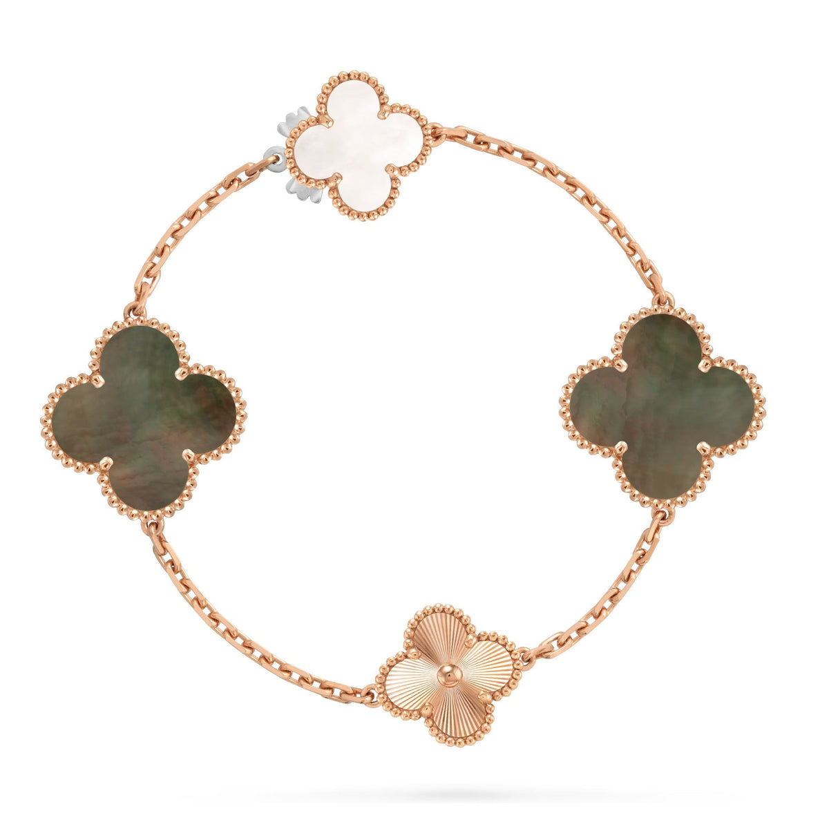 [Regalia Jewelry]DETACHABLE CLOVER 15(11+4) FLOWER ROSE GOLD NECKLACE SET