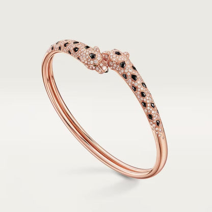 [Regalia Jewelry]PANTHERE DOUBLE HEADED HALF DIAMOND OPEN BRACELET