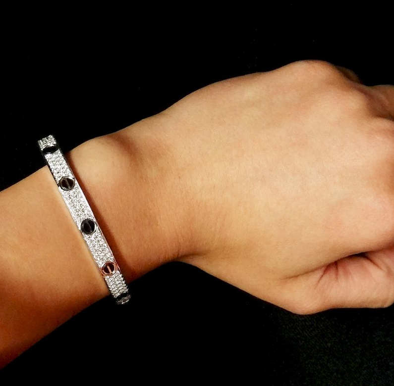 [Regalia Jewelry]LOVE BRACELET 6.1MM DIAMOND-PAVED CERAMIC