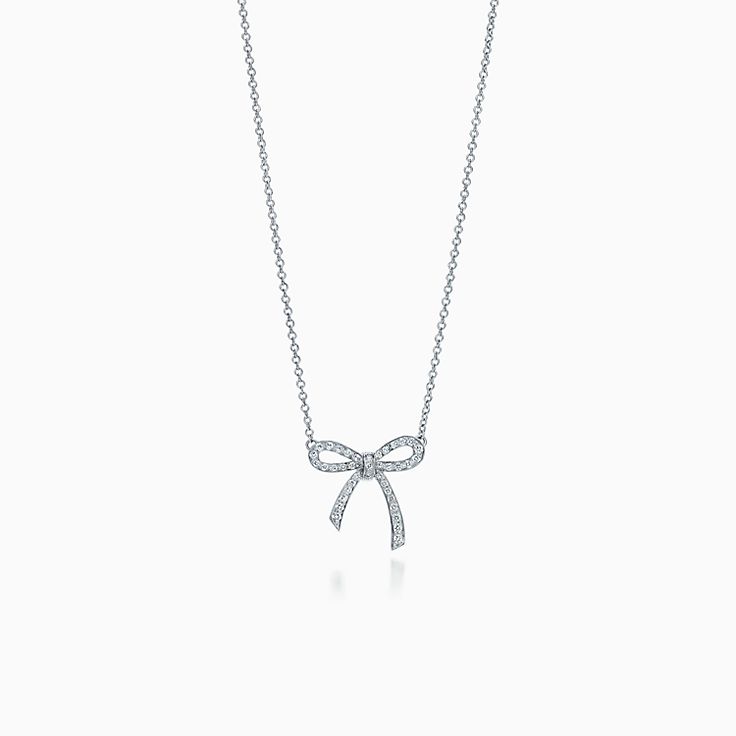 [Regalia Jewels]RIBBON NECKLACE BOW PENDANT DIAMOND CHARM CHAIN