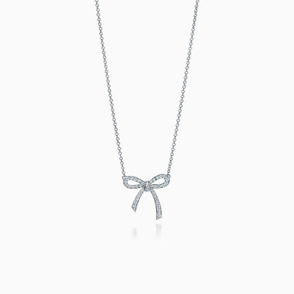 [Regalia Jewels]RIBBON NECKLACE BOW PENDANT DIAMOND CHARM CHAIN