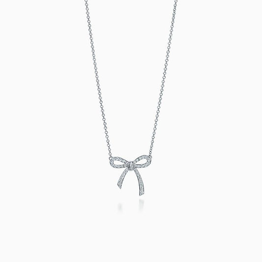 [Regalia Jewels]RIBBON NECKLACE BOW PENDANT DIAMOND CHARM CHAIN