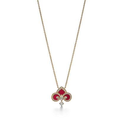 [Regalia Jewels]FLEUR DE LIS PINK GOLD DIAMOND NECKLACE